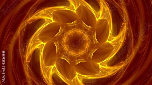 Whirlpool of intricate streaks of fire - seamlessly looping flame fractal animation.
