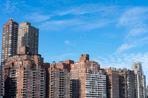 Upper East Side New York City Skyline with a Blue Sky