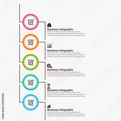 Vector abstract element infographics 3, 4, 5, 6 option. Design for business. finance template layout, brochure, workflow, information or presentation and other. Infographis timeline path.  photo