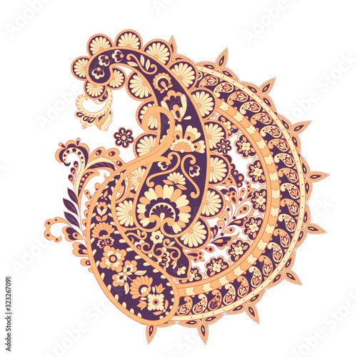 isolated Paisley pattern in indian style. Floral vector illustration