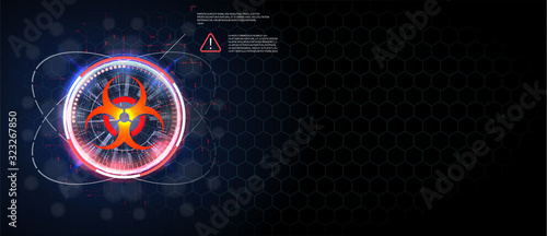 Map of the spread of the virus in the world, the coronavirus epidemic in China, a map of the spread and infection in the world. Biohazard sign, on an abstract background. 