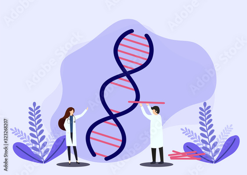 Doctors working with DNA concept.
