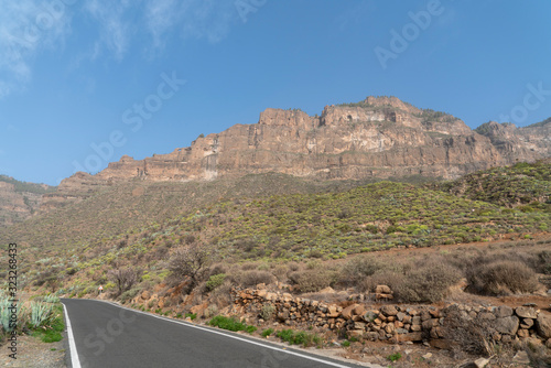 Road view in the mountains in Gran Canaria