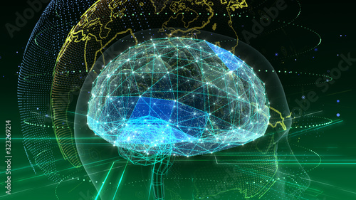 AI artificial intelligence digital network computer technologies 3D illustration