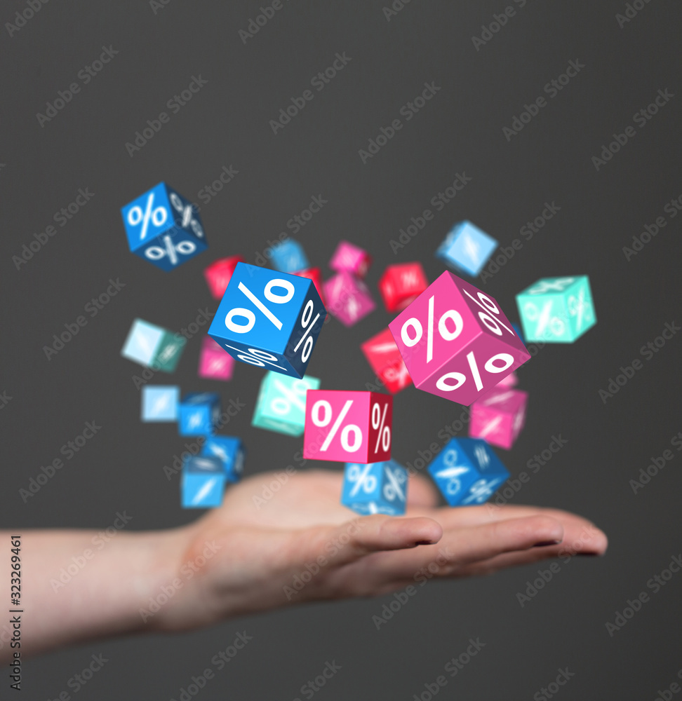 Discount and commission concept 3d Discount and commission concept 3d