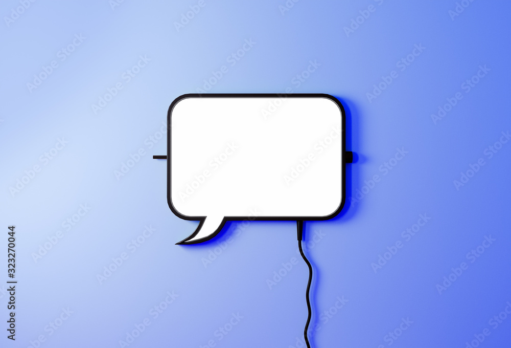 Fototapeta premium Speech baloon bubble sign on light blue background. Communication concept.Chats icon 3d rendering