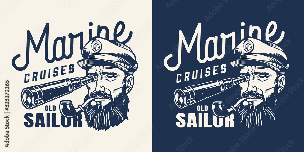 Fototapeta premium Vintage marine cruise monochrome label
