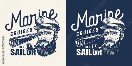 Vintage marine cruise monochrome label