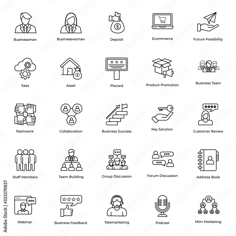 Business Progress Line Icons Pack 