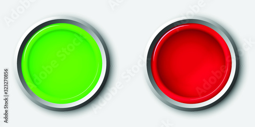 Green and red round buttons on a white background. Vector image.