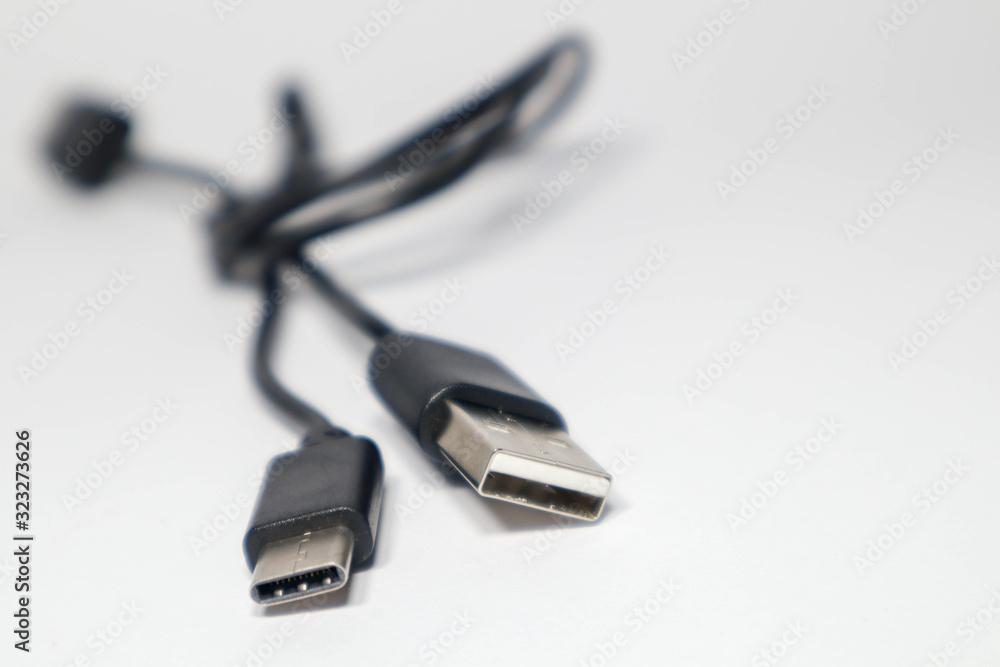 Macro USB Port on the white isolated Macro USB Port on the white isolated