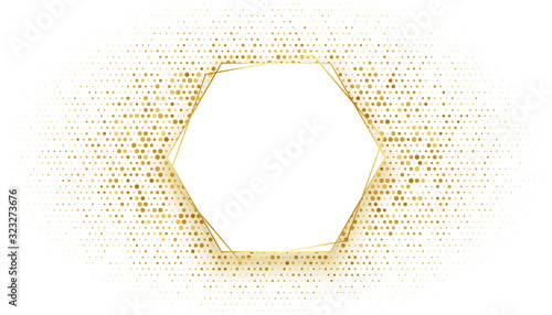 golden hexagonal frame with glitter background design
