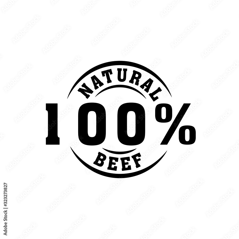 natural beef 100% symbol icon - obrazy, fototapety, plakaty 
