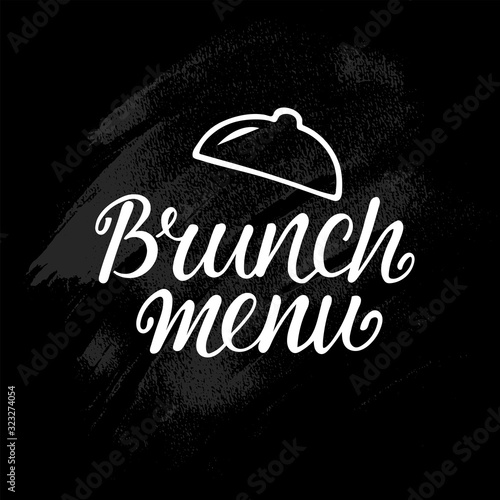 Brunch menu - hand drawing font text for food service place, restaurant, cafe, bar, bistro. Modern calligraphy heading isolated on chalkbosrd background. EPS10