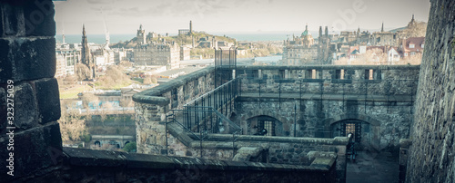 View of Edinburgh from the lower defences at Edinburgh Castle, Scotland photo