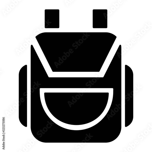 Backpack icon. Bag for school, traveling, camping. Rucksack, knapsack icon. photo