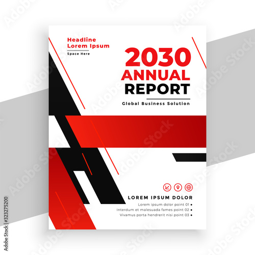 red annual report professional brochure design template