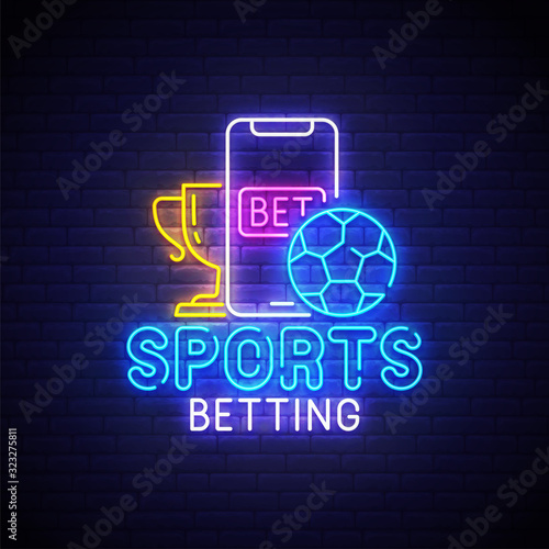 Sports betting neon sign, bright signboard, light banner Fototapet
