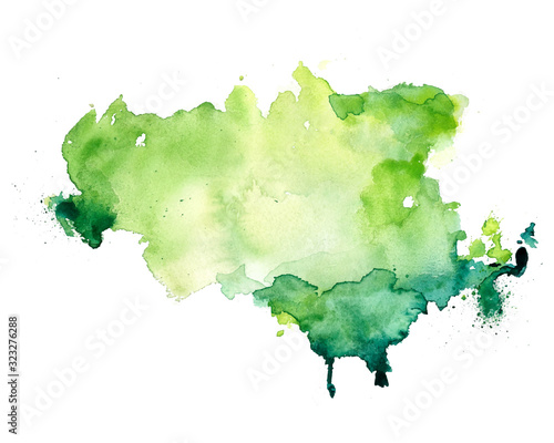 abstract green watercolor stain texture background design photo