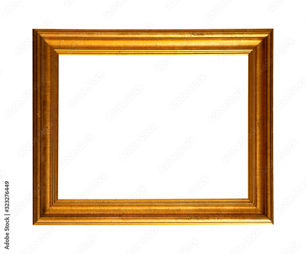 Gold wooden frame for picture on white background. Gold wooden frame for picture on white background.