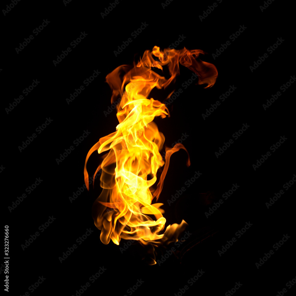Fire flames on black background. Fire flames on black background.