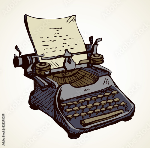 Vintage typewriter. Vector drawing icon