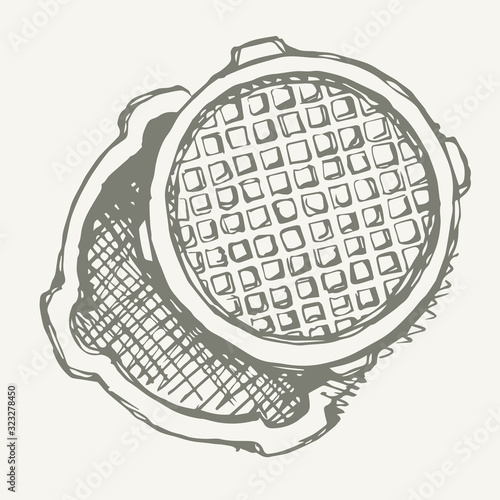 Round manhole cover. Vector drawing