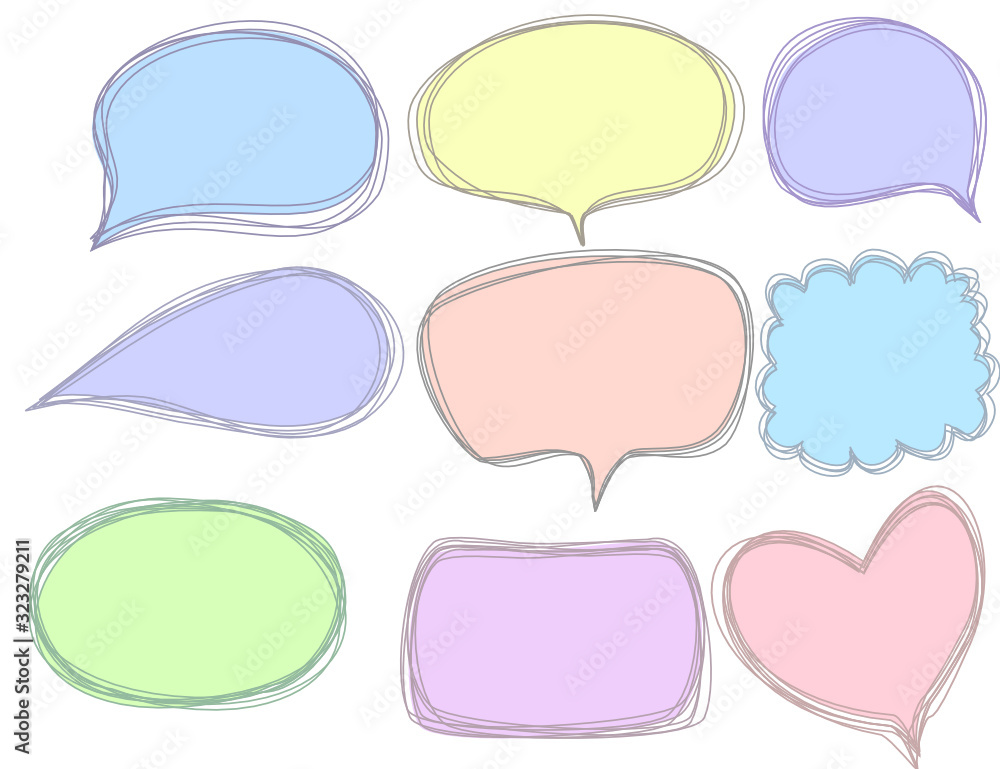 Set of speech bubbles.Set of pastel banners.Collection of colorful stickers.Text box vector design.Labels for advertising and general decoration
