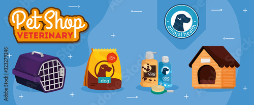 pet shop veterinary with icons vector illustration design