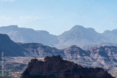Landscape in Gran Canaria showing mountains and specific vegetation