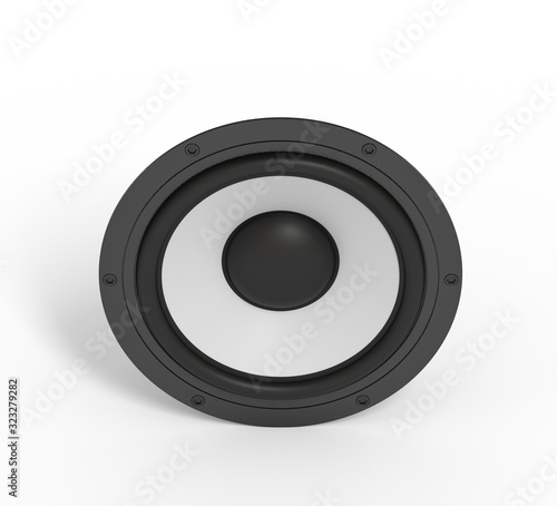 black stereo dynamic on white background. sound equipment. audio appliances. 3d rendering