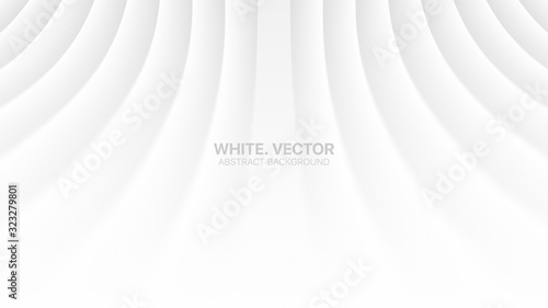 Vector Perspective Bent Smooth Lines Clear Blank Subtle Business White Abstract Background. Futuristic Technology 3D Minimalist Illustration. Light Colorless Empty Surface Wallpaper. Blurred Backdrop