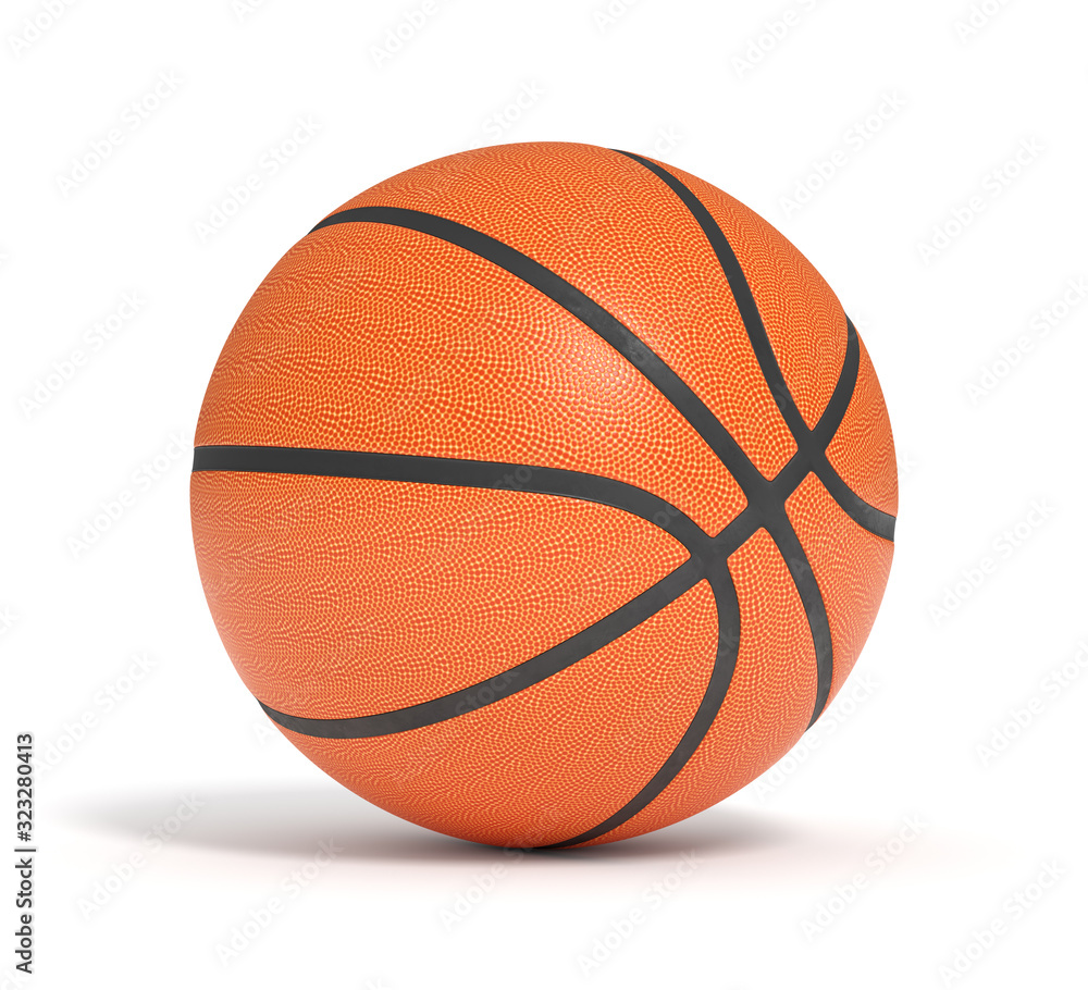 basketball ball on white background. team sport. sport activity. 3d rendering