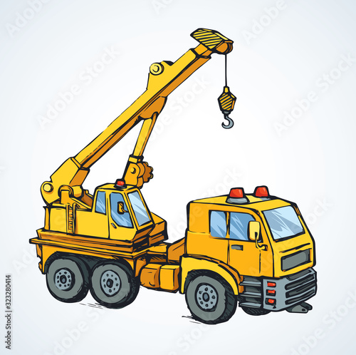 Machine with crane. Vector drawing