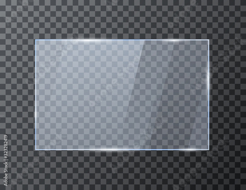 Wallpaper Mural Empty rectangle glass banner. Glossy frame template with reflection. Vector illustration isolated on transparent background Torontodigital.ca