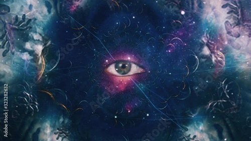 Eye in mystic cosmic fractal photo