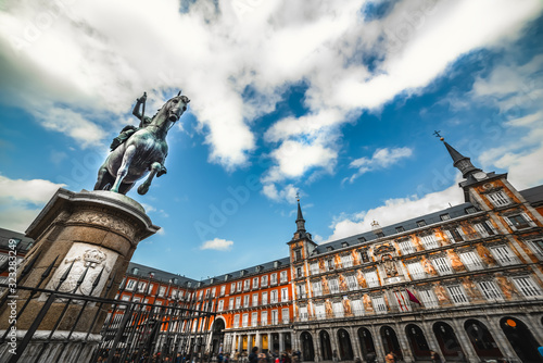 Clouds over famousn Plaza Mayor in downtown Madrid