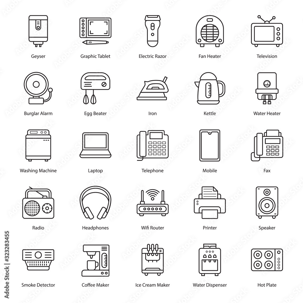 Electronic Devices Line Vectors Set Electronic Devices Line Vectors Set