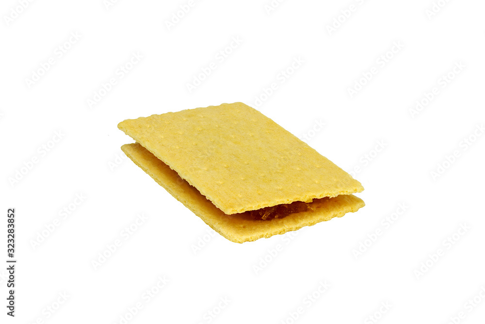 Fototapeta premium Crackers with Pineapple Jam on white background