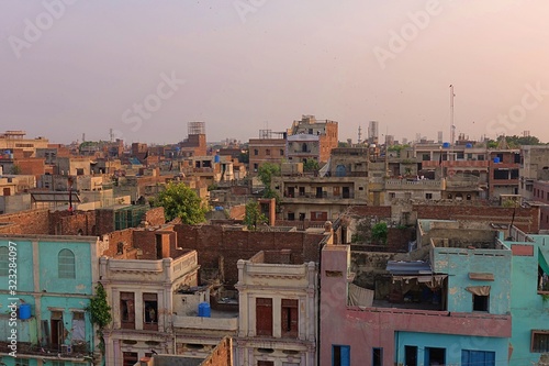 Lahore, Pakistan - 09.09.2019: The old housefronts of the Walled the Walled city -  photo
