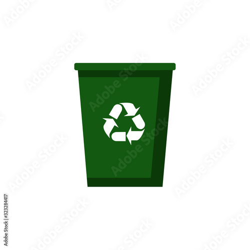 Trash can and recycling sign. Isolated on a white background. Stock vector graphics