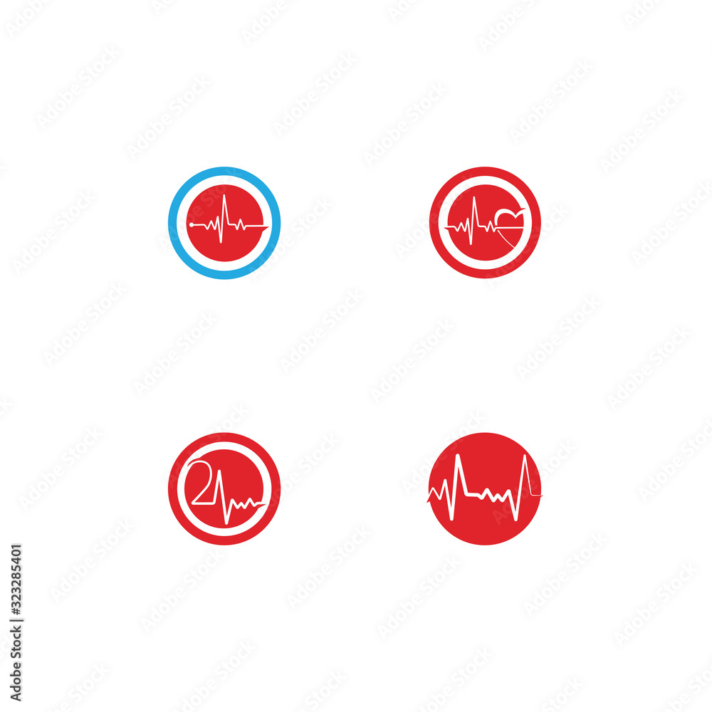Set Heart pulse Logo Template vector symbol Set Heart pulse Logo Template vector symbol