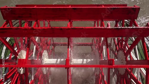 Working paddlewheel of the steamboat. New Orleans, Louisiana, USA