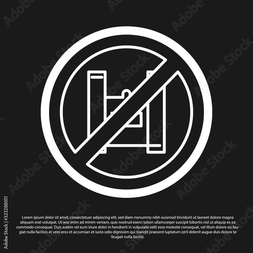 Black Say no to plastic bags poster icon isolated on black background. Disposable cellophane and polythene package prohibition sign. Vector Illustration