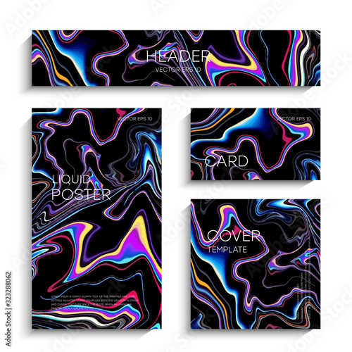 Abstract liquid painting  can be used as a trendy background for wallpapers  posters  cards  invitations  websites. Modern artwork. Marble effect painting. Mixed blue  purple and red paints. EPS 10 ve