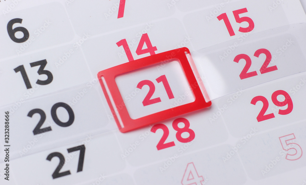 Calendar planner for month, 21 day of month Calendar planner for month, 21 day of month