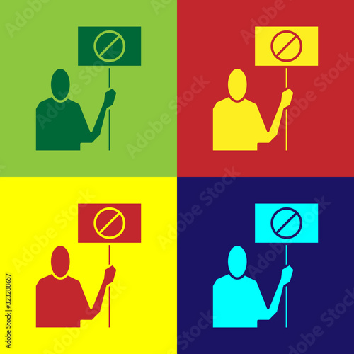 Color Nature saving protest icon isolated on color background. Earth planet protection, environmental issues demonstration. Vector Illustration