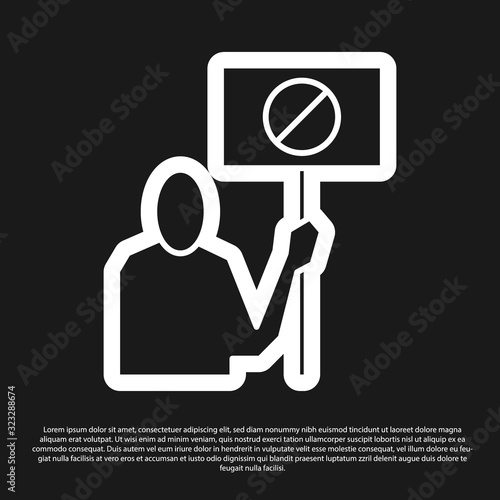 Black Nature saving protest icon isolated on black background. Earth planet protection, environmental issues demonstration. Vector Illustration