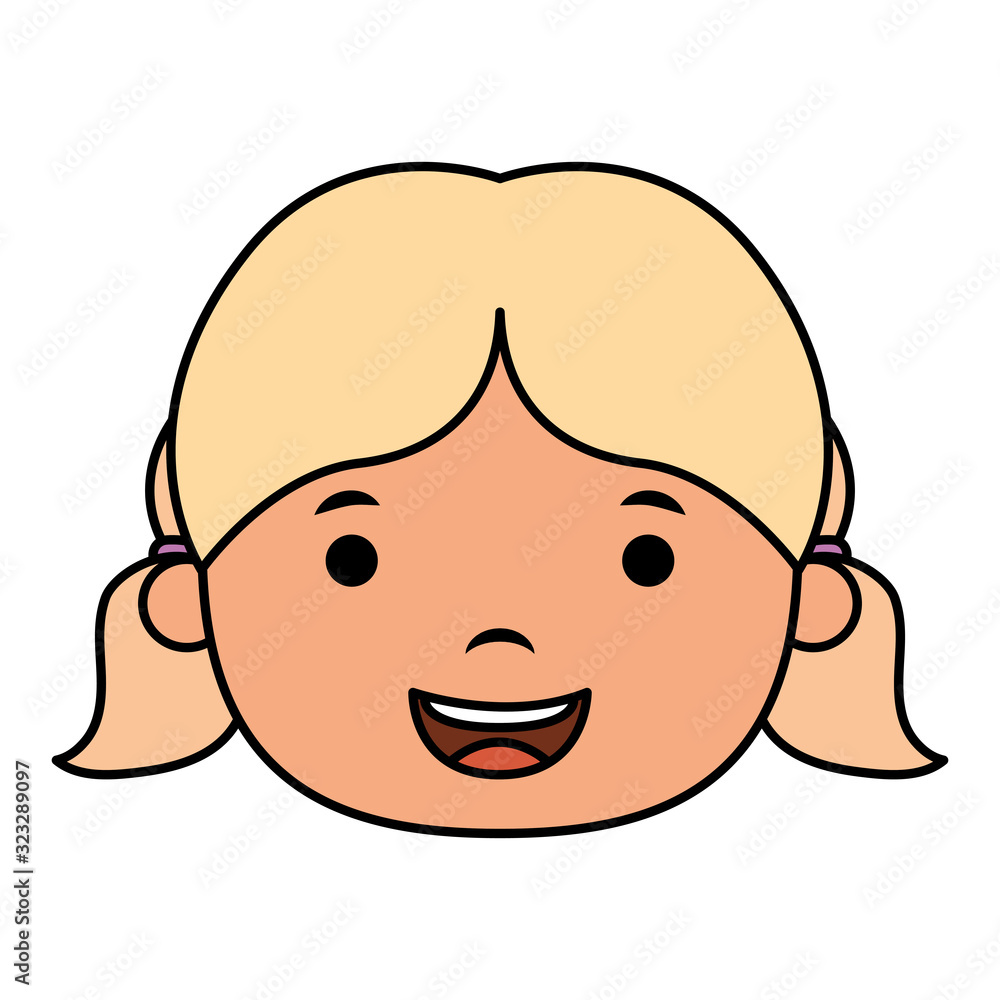 cute little blond girl head character cute little blond girl head character
