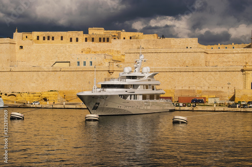 Boat docked in the port in Malta